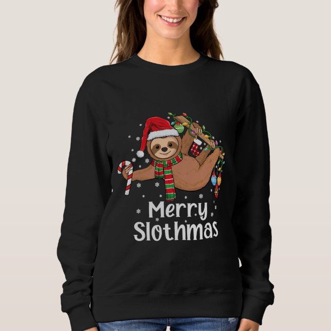 Merry Slothmas Christmas Sloth Pajamas Weihnachtsm Sweatshirt (Vorderseite)