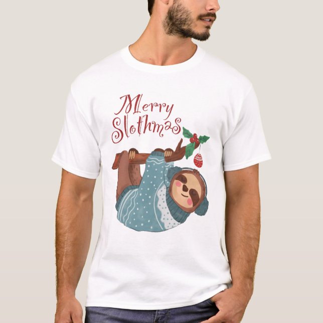 Merry Slothmas Christmas Sloth T-Shirt (Vorderseite)