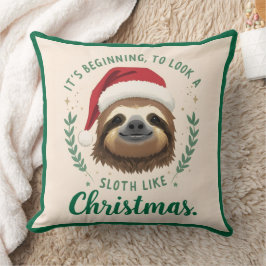 Merry Slothmas, Christmas Throw Pillow Kissen