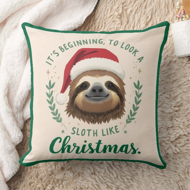 Merry Slothmas, Christmas Throw Pillow Kissen (Decke)