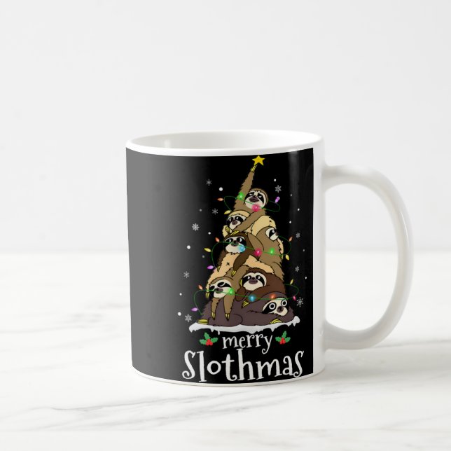 Merry Slothmas Cute Xmas Sloth Santa Hat Christmas Kaffeetasse (Rechts)