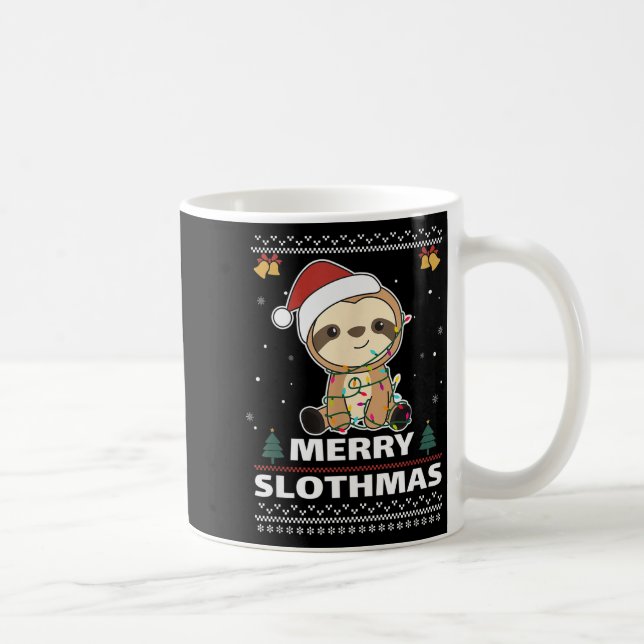 Merry Slothmas Funny Sloth Christmas Pun  Kaffeetasse (Rechts)