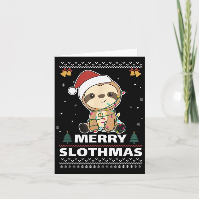 Merry Slothmas Funny Sloth Christmas Pun  Karte (Vorderseite)