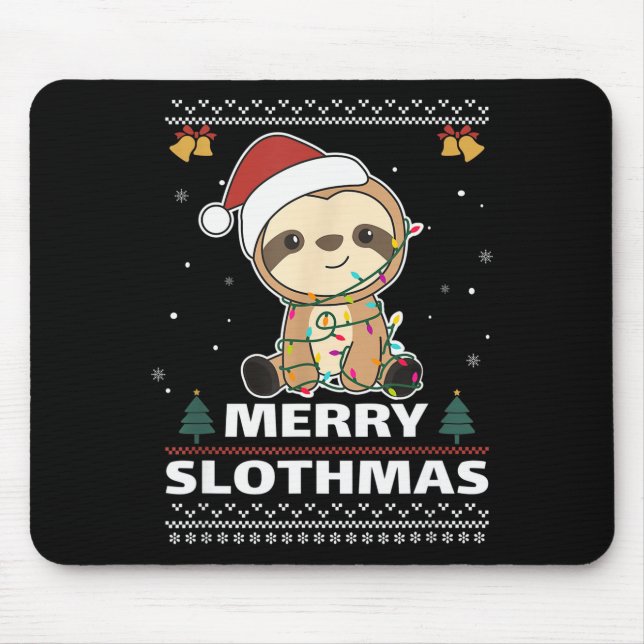 Merry Slothmas Funny Sloth Christmas Pun  Mousepad (Vorne)
