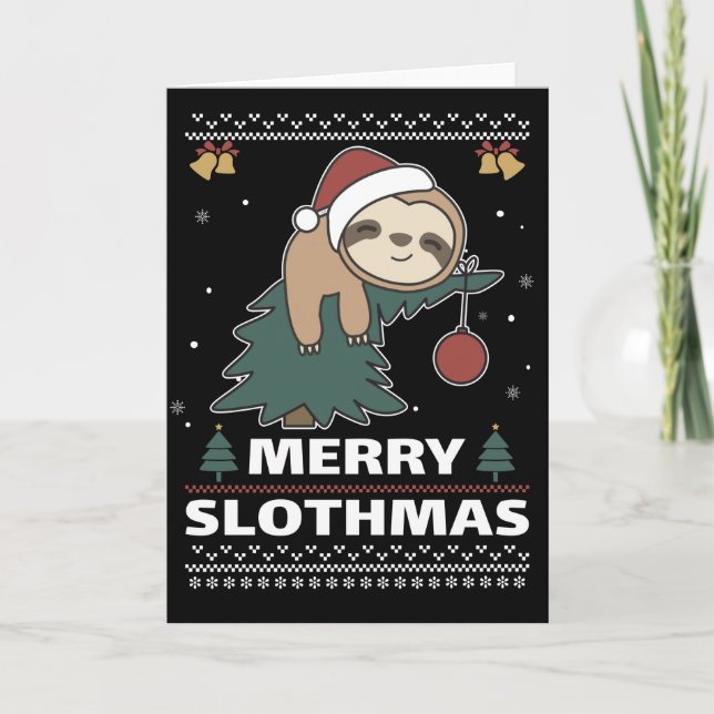 Merry Slothmas Funny Sloth Christmas Puppenkarte Karte (Vorderseite)