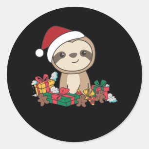 Merry Slothmas Funny Sloth For Christmas Runder Aufkleber