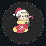 Merry Slothmas Funny Sloth For Christmas Runder Aufkleber<br><div class="desc">Merry Slothmas - Nizza Christmas with a sloth. Funny pun with slot and christmas. In Sweet Christmas for fault lover. The sloth carries a Christmas hat</div>