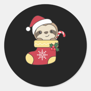 Merry Slothmas Funny Sloth For Christmas Runder Aufkleber