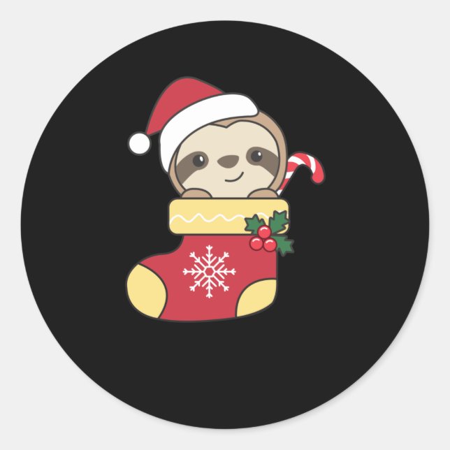 Merry Slothmas Funny Sloth For Christmas Runder Aufkleber (Vorderseite)