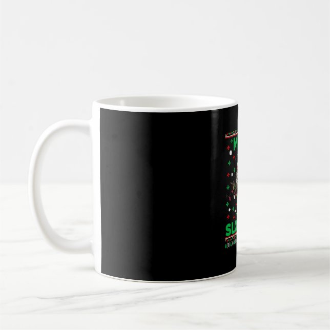 Merry Slothmas Funny Sloth Ugly Christmas Kaffeetasse (Links)