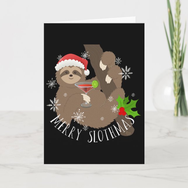 Merry Slothmas Funny Sloth Weihnachtsgeschenk Karte (Vorderseite)