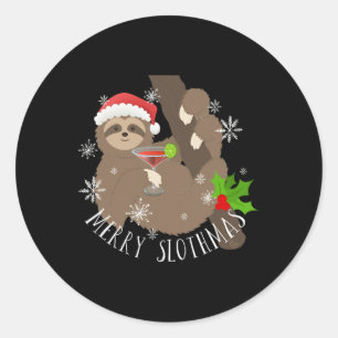 Merry Slothmas Funny Sloth Weihnachtsgeschenk Runder Aufkleber