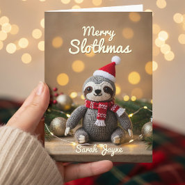 Merry Slothmas Knitter Sloth Weihnachtskarte Feiertagskarte