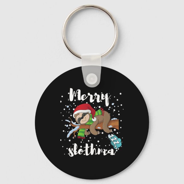Merry Slothmas Lazy Sloth Lover Xmas Weihnachtsfes Schlüsselanhänger (Vorderseite)