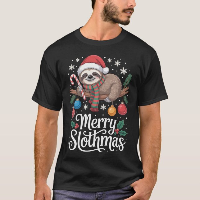 Merry Slothmas – Lustiges Faultier Weihnachtsshirt T-Shirt (Vorderseite)