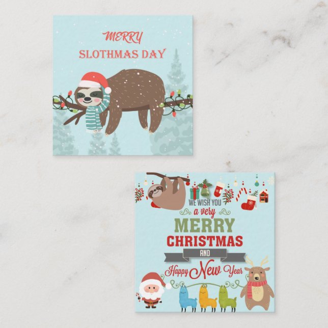 Merry Slothmas Mitteilungskarte (Vorne/Hinten)