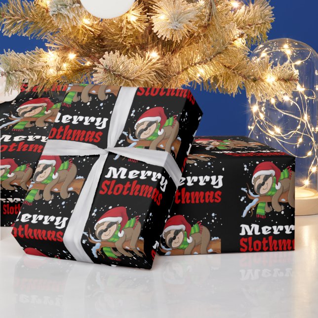Merry Slothmas Muster Funny Christmas Wrapping Pa Geschenkpapier (Feiertage)