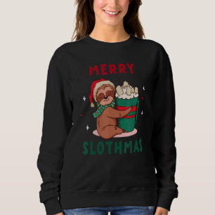 Merry Slothmas Niedlich Cuddling Sloth Marshmallow Sweatshirt