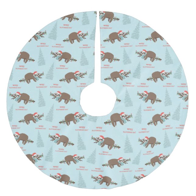 Merry Slothmas Polyester Weihnachtsbaumdecke (Vorderseite)