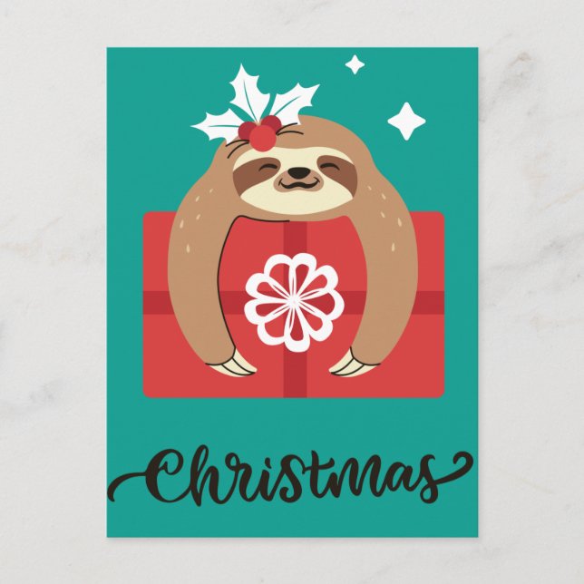Merry Slothmas Postcard Postkarte (Vorderseite)