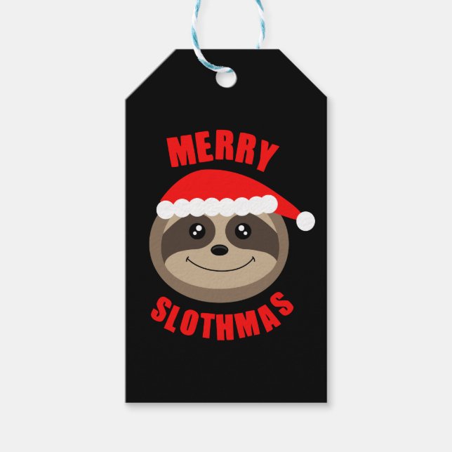 Merry Slothmas Sloth Xmas Weihnachtsgeschenk-Tag Geschenkanhänger (Vorderseite)