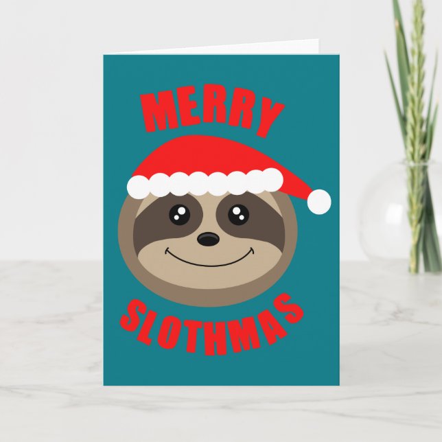 Merry Slothmas Sloth Xmas Weihnachtskarte Feiertagskarte (Vorderseite)