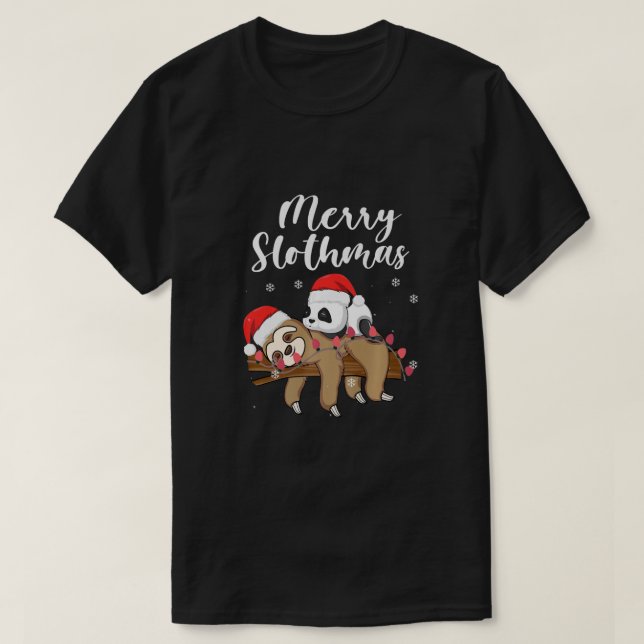 Merry Slothmas T-Shirt Weihnachten Pajama für Slot (Design vorne)