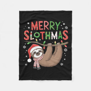 Merry Slothmas Weihnachtsmannmütze Pajamas Sloth L Fleecedecke