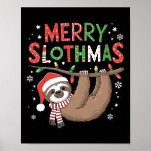 Merry Slothmas Weihnachtsmannmütze Pajamas Sloth L Poster
