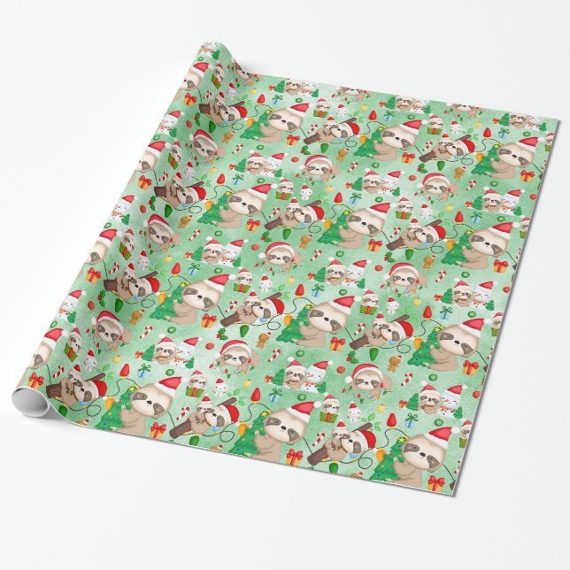 Merry Slothmas Wrapping Paper Roll Geschenkpapier (Ungerollt)