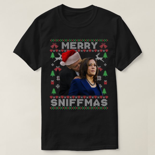Merry Sniffmas Weihnachten Anti Biden Ugly Weihnac T-Shirt (Design vorne)