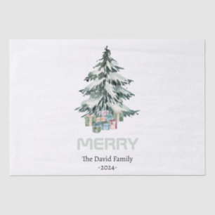 Merry Snow Watercolor Pine Weihnachtsbaum Geschenk Seidenpapier