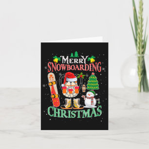 Merry Snowboarden Weihnachten Weihnachtsmannmütze  Karte