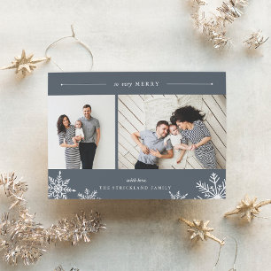 Merry Snowflake Holiday Foto Card Verspätung Feiertagskarte