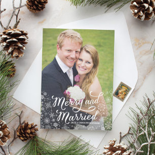 Merry Snowflakes New Christmas Foto Card Feiertagskarte