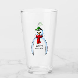 Merry Snowman auf einem Glass Cup Glas