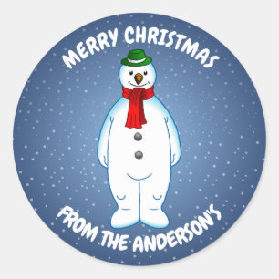Merry Snowman Runder Aufkleber