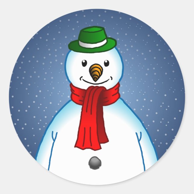 Merry Snowman Runder Aufkleber (Vorderseite)