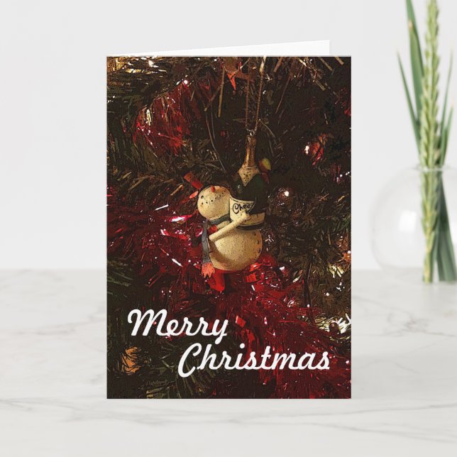 Merry Snowman Weihnachtskarte Feiertagskarte (Vorderseite)