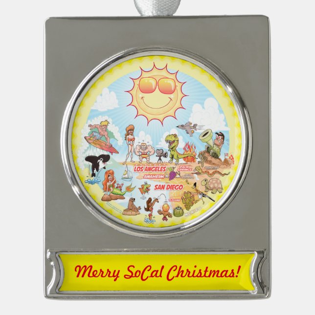 Merry SoCal Christmas Banner-Ornament Silber (Vorderseite)