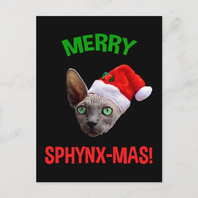 Merry Sphynx-Mas Funny Christmas Sphynx Cat Lover Postkarte (Vorderseite)