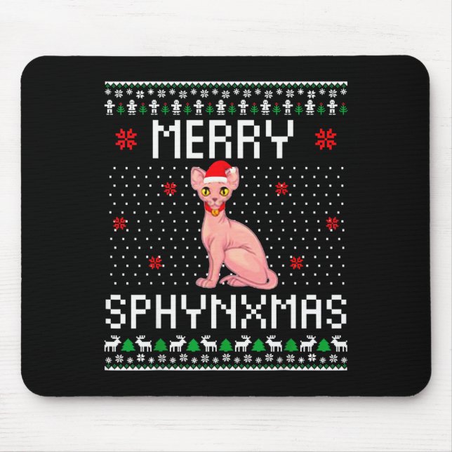 Merry Sphynxmas Sphynx Cat Lover Christmas Ugly Me Mousepad (Vorne)