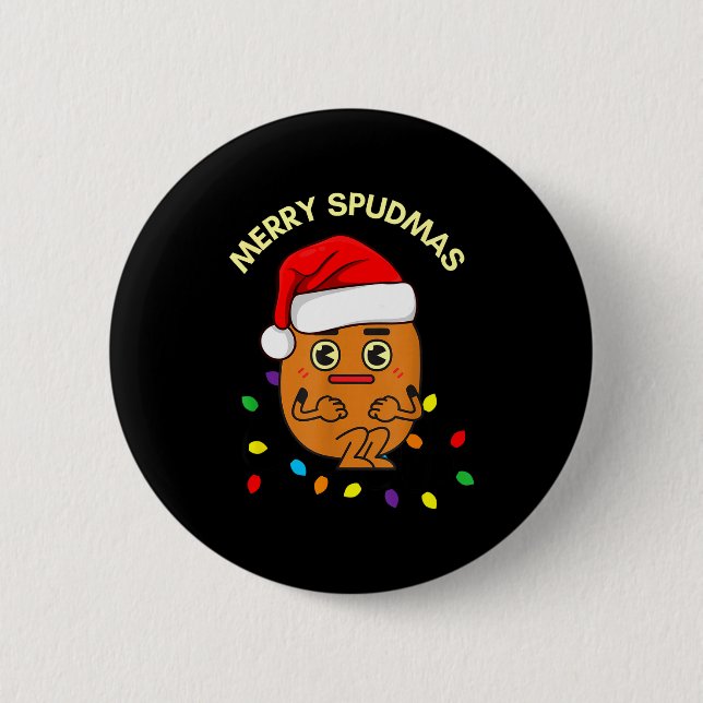 Merry Spudmas Funny Tato Santa Holiday Lights Chri Button (Vorderseite)