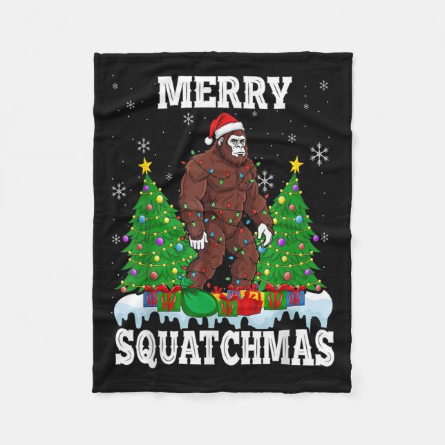 Merry Squatchmas Christmas Tree Santa Bigfoot Sasq Fleecedecke (Vorderseite)
