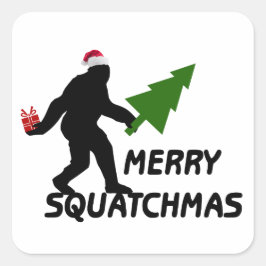 Merry Squatchmas Quadratischer Aufkleber