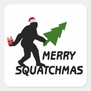 Merry Squatchmas Quadratischer Aufkleber
