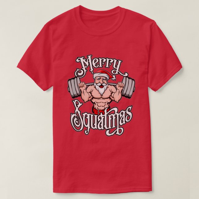 Merry Squatmas Santa Funny Gym Lifting Workout T-Shirt (Design vorne)