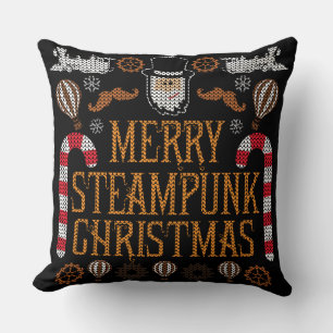 Merry Steampunk Christmas Ugly Sweater Pillow Kissen