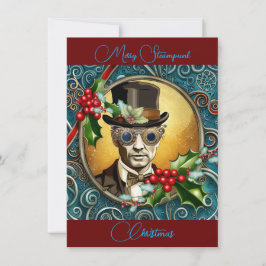 Merry Steampunk ChristmasFlat Holiday Card Feiertagskarte