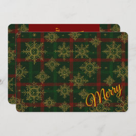 Merry Steampunk Snowflake Red und Green Tartan Feiertagskarte